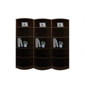 Mayline Sorrento 5 Shelf Quarter-Round Wall Bookcase in Espresso