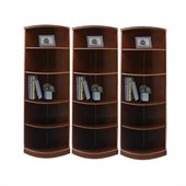 Mayline Sorrento 5 Shelf Quarter-Round Wall Bookcase in Bourbon Cherry