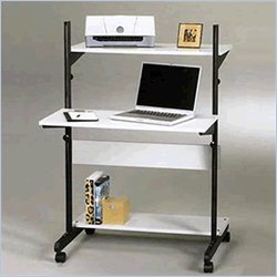 Mayline Adjustable Mobile Computer Desk w/ Adjustable Shelves & Dove Gray Surface Finish