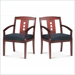 Mayline Mercado Solid Wood Frame Guest Chair w Black Leather Cushions (Set of 2) by Mayline