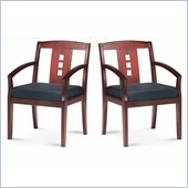 Mayline Mercado Solid Wood Frame Guest Chair w/ Black Leather Cushions (Set of 2)