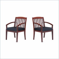 Mayline Solid Wood Frame Guest Chair w/ Black Leather Cushions (Set of 2)
