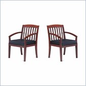 Mayline Solid Wood Frame Guest Chair w/ Black Leather Cushions (Set of 2)