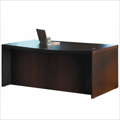 Mayline Aberdeen Bow Front Wood Desk in Mocha