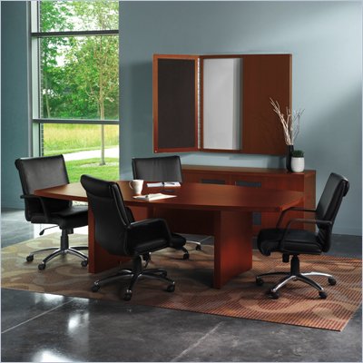 Mayline Aberdeen Boat Shaped Conference Table with Slab Base in Cherry