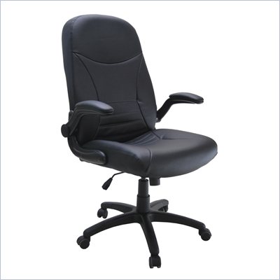 Mayline Comfort Big and Tall Pivot Arm Chair in Black Leather