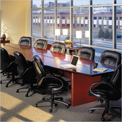 Mayline Corsica Boat Shaped 18' Conference Table with Slab Base