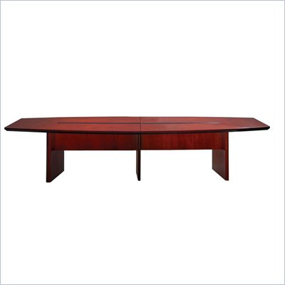 Mayline Corsica Boat Shaped Conference Table with Slab Base in Cherry