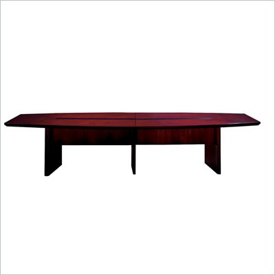 Mayline Corsica Boat Shape Conference Table with Slab Base in Mahogany