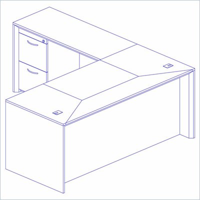 Mayline Corsica 72 Inch Straight Front Executive Computer Desk, Left Return, Center Drawer and Filing Cabinets