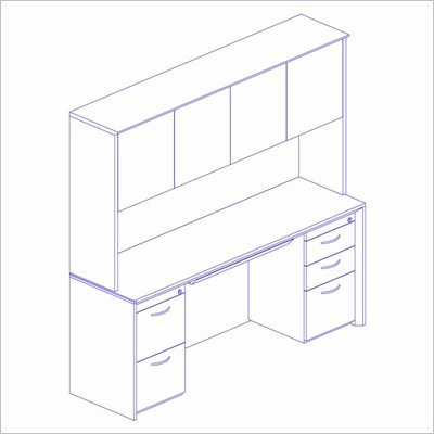 Mayline Corsica 72" Credenza, Hutch with Wood Doors, Filing Cabinets and Center Drawer