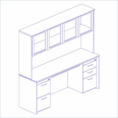 Mayline Corsica 72" Credenza, Hutch with Glass Doors, Filing Cabinets and Center Drawer