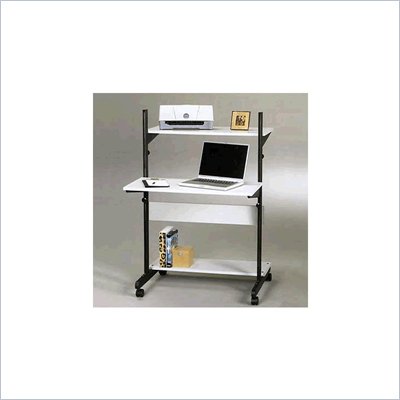 Mayline Adjustable Mobile Computer Desk w/ Adjustable Shelves & Dove Gray Surface Finish