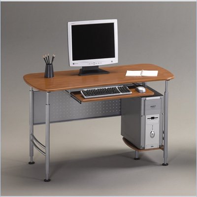 Mayline Eastwinds Santos Small Metal Computer Desk with Wood-Leather Office Chair
