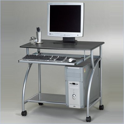 Mayline Eastwinds Argo Mobile Metal Computer Desk with Leather Pivot Arm Chair