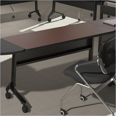 Mayline Flip-N-Go 18" x 60" Low Pressure Laminate T-Mold Table in Mahogany