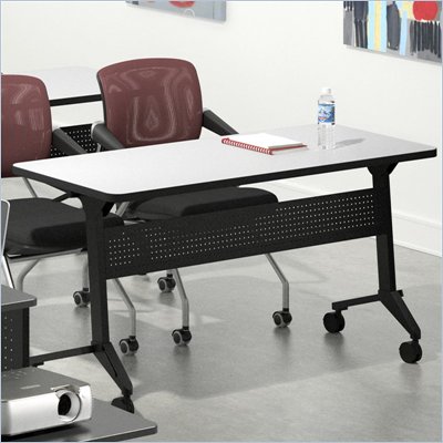 Mayline Flip-N-Go 18" x 72" Low Pressure Laminate T-Mold Table in Folkstone