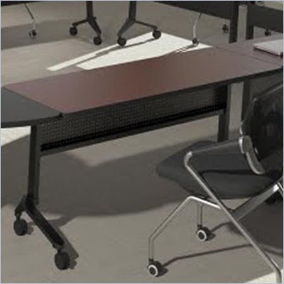 Training Tables on 24  X 60  Low Pressure Laminate T Mold Table In Mahogany   Lf2460trmh