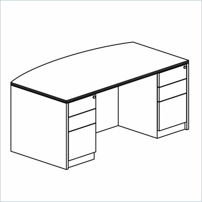 Mayline Luminary 66 Inch Bow Front Desk and 2 Box-Box-File Pedestals