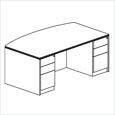 Mayline Luminary 72" Bow Front Desk and 2 Box-Box-File Pedestals
