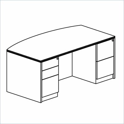 Mayline Luminary 66" Bow Front Desk, Box-Box-File Pedestal and File-File Pedestal
