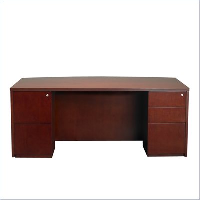 Mayline Luminary 72 Inch Bow Front Desk, Box-Box-File Pedestal and File-File Pedestal