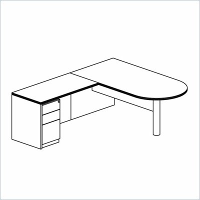 Mayline Luminary 72" Peninsula Desk, Return and Box-Box-File Pedestal