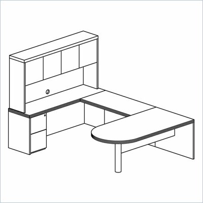Mayline Luminary 72" Peninsula Desk, Credenza, Hutch, Bridge and File-File Pedestal