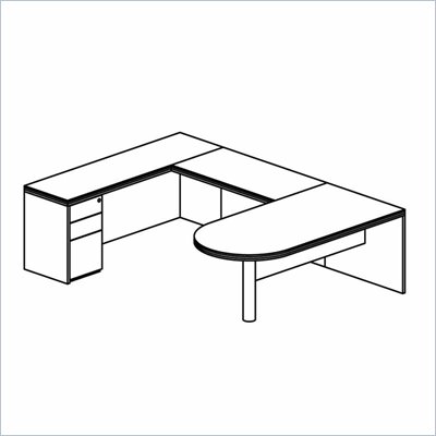 Mayline Luminary 72" Peninsula Desk, Credenza, Bridge and Box-Box-File Pedestal