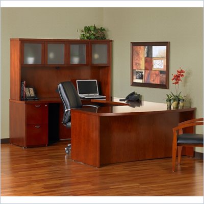 Mayline Mira Wood U-Shaped Desk Set
