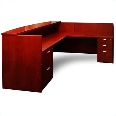 Mayline Mira Double Pedestal Reception Station with Return and Glass Counter
