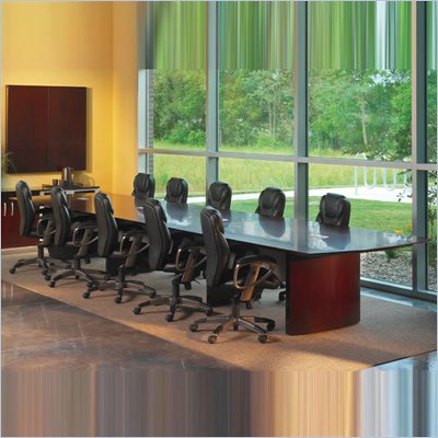 Mayline Napoli Curved End 14' Conference Table with Curved Base