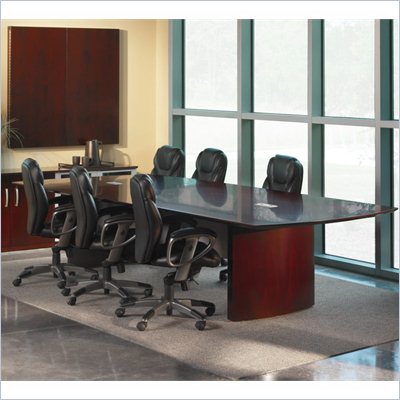 Mayline Napoli Curved End Conference Table in Mahogany Finish