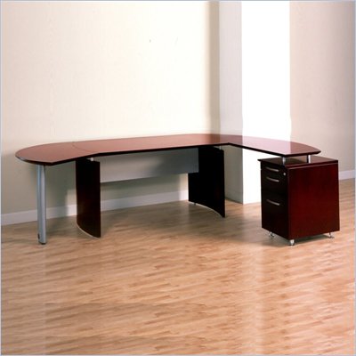 Mayline Napoli Wood 63" Curved Right Facing L-Shaped Desk Set