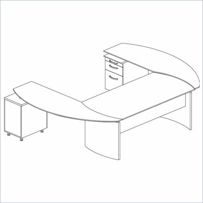 Mayline Napoli 72" Desk Set with 2 Curved Single Pedestal Returns and Center Drawer