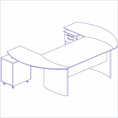 Mayline Napoli 72" Desk Set with Two Curved Single Pedestal Returns and Center Drawer