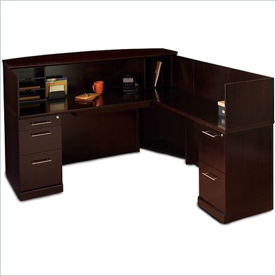 Mayline Sorrento Reception Desk with Veneer Counter and Right Return