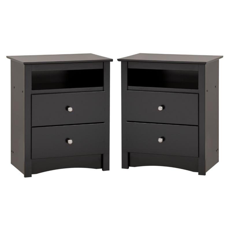 Home Square 2-Piece Furniture Tall 2-Drawer Night Stand Set Home Square 2-Piece Furniture Tall 2-Drawer Night Stand Set