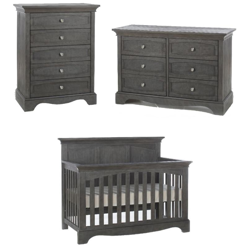 Home Square 3-Piece Set with Crib Double Dresser 5-Drawer
