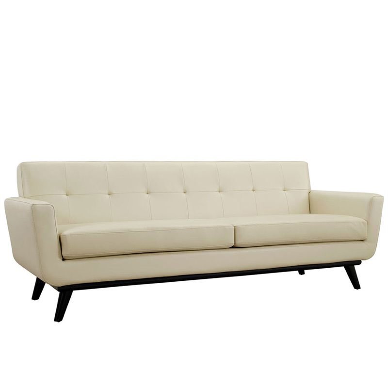Maklaine Leather Sofa in Beige