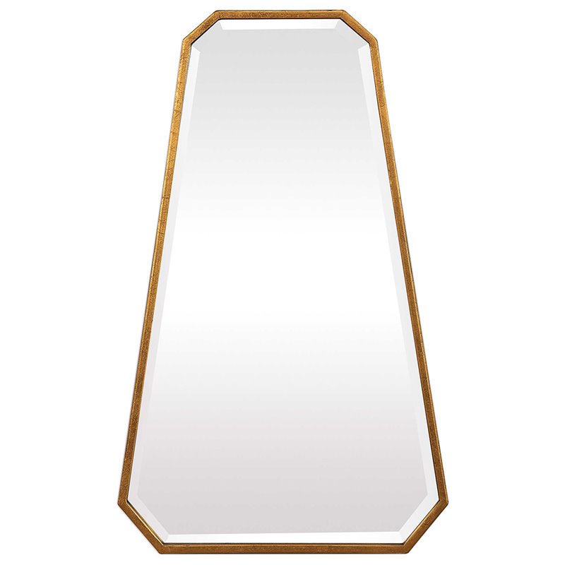 Maklaine Decorative Engineered Wood  Glass Mirror in Metallic Gold