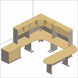 Bush Furniture Advantage Series U-Shaped Desk Set in Light Oak