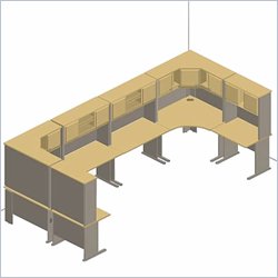 Bush Furniture Light Oak Advantage Series U-Shaped Corner Cubicle