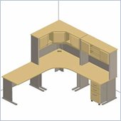 Bush Light Oak Advantage Series Corner Desk with Hutch