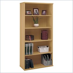 Bush Furniture Series C Open Double 5 Shelf Wood Bookcase in Light Oak