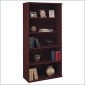Bush Series C Open Double 5 Shelf Wood Bookcase in Mahogany