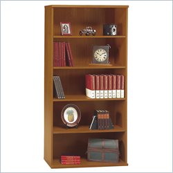 Bush Furniture Series C 5 Shelf Open Double Wood Bookcase in Natural Cherry