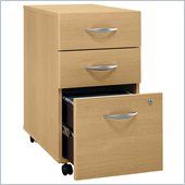 Bush Series C 3 Drawer Vertal Mobile Wood File Cabinet in Light Oak