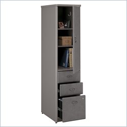 Bush Furniture Series A Vertical Wood Storage Locker in White Spectrum & Pewter
