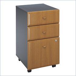 Bush Furniture Series A 3 Drawer Vertical Mobile File Storage Cabinet in Natural Cherry